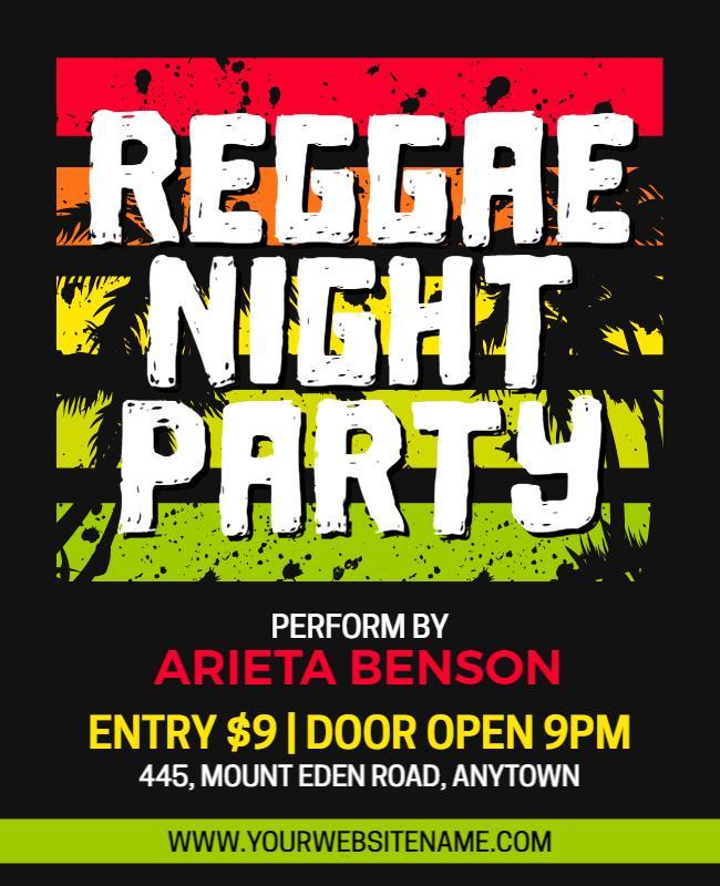 Vibrant Tropical Reggae Night Party Flyer Template