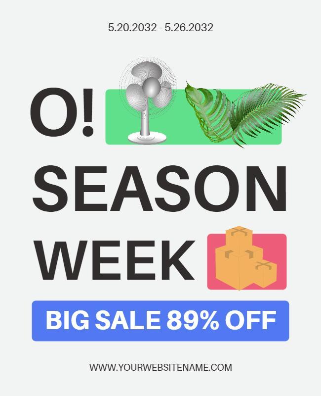 Vibrant Tropical Season Week Sale Event Poster Template