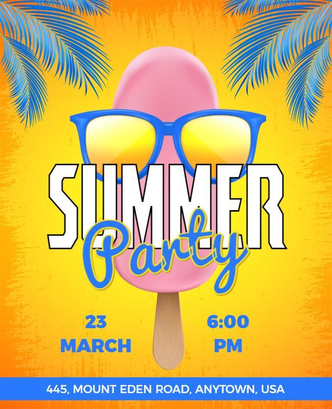 Vibrant Tropical Summer Party Celebration Poster Template