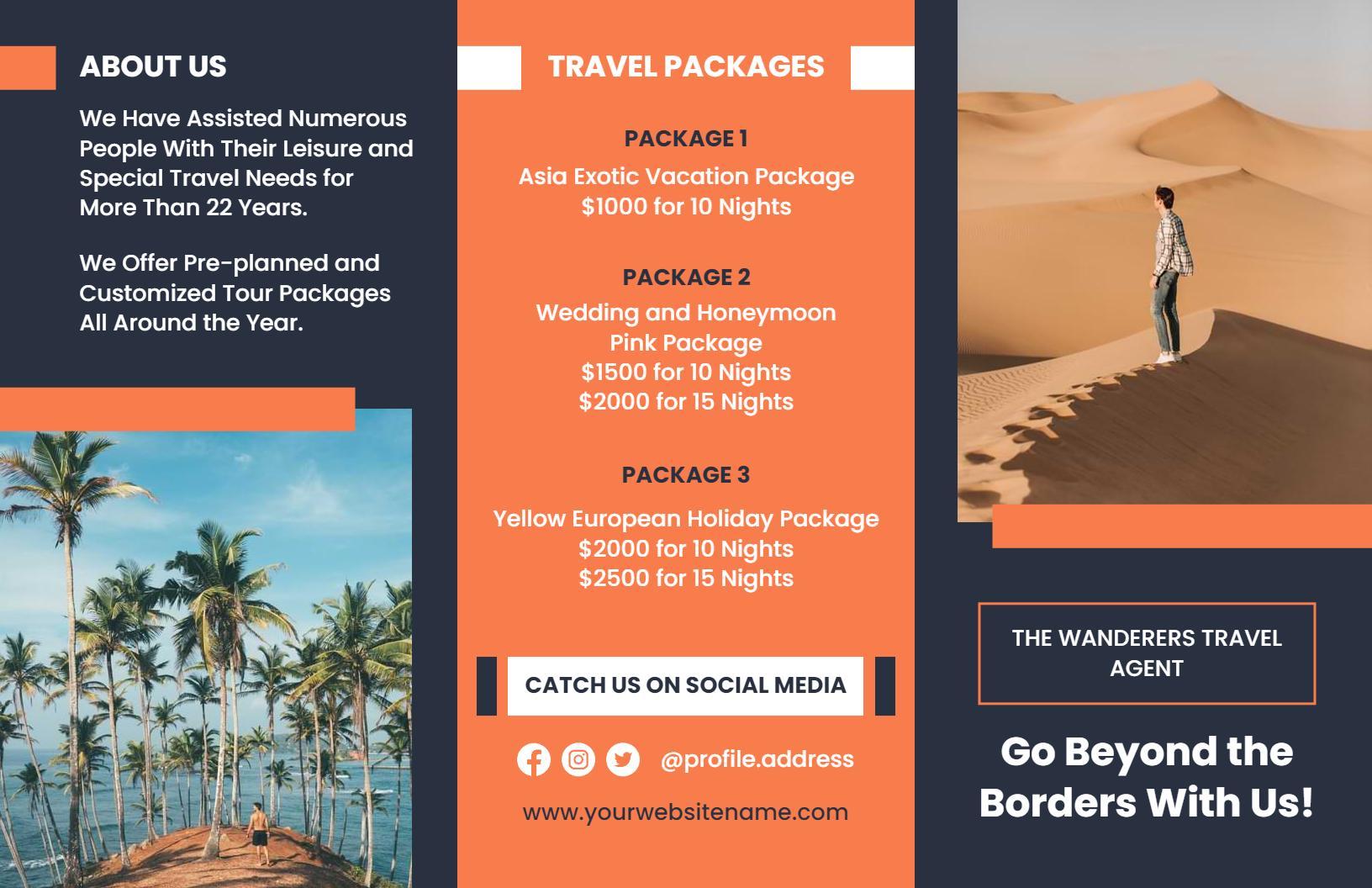 Vibrant Tropical Travel Packages and Tour Plans Brochure Template