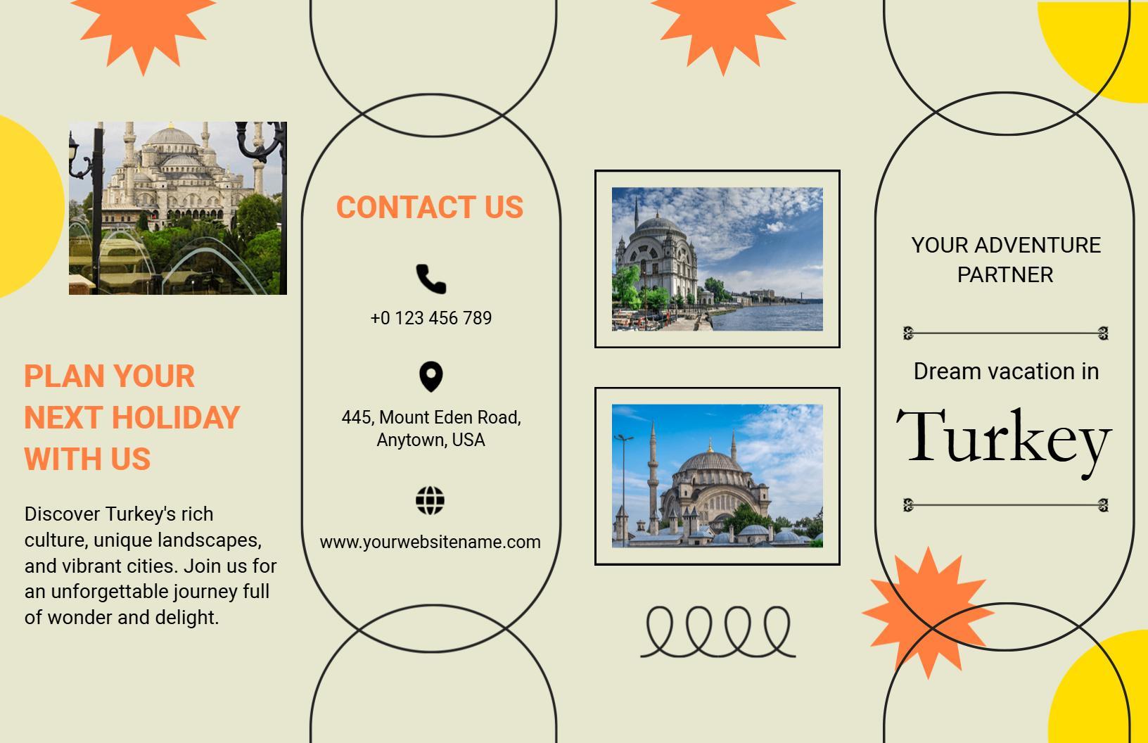 Vibrant Turkey Travel Adventure Holiday Brochure Template