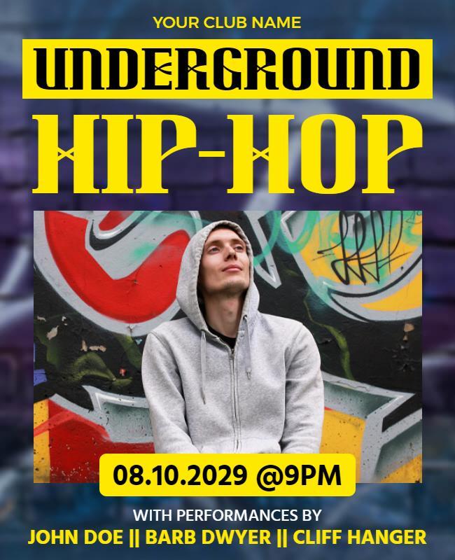 Vibrant Underground Hip-Hop Club Event Poster Template