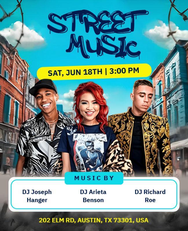 Vibrant Urban Street Music Festival Poster Template