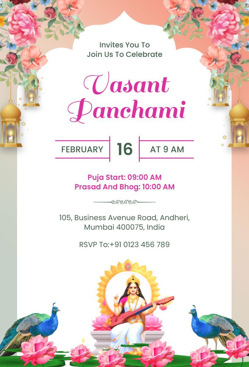 Vibrant Vasant Panchami Festival Celebration Invitation Template