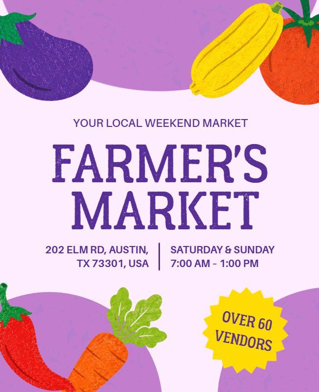Vibrant Vegetable Farmer's Market Poster Template