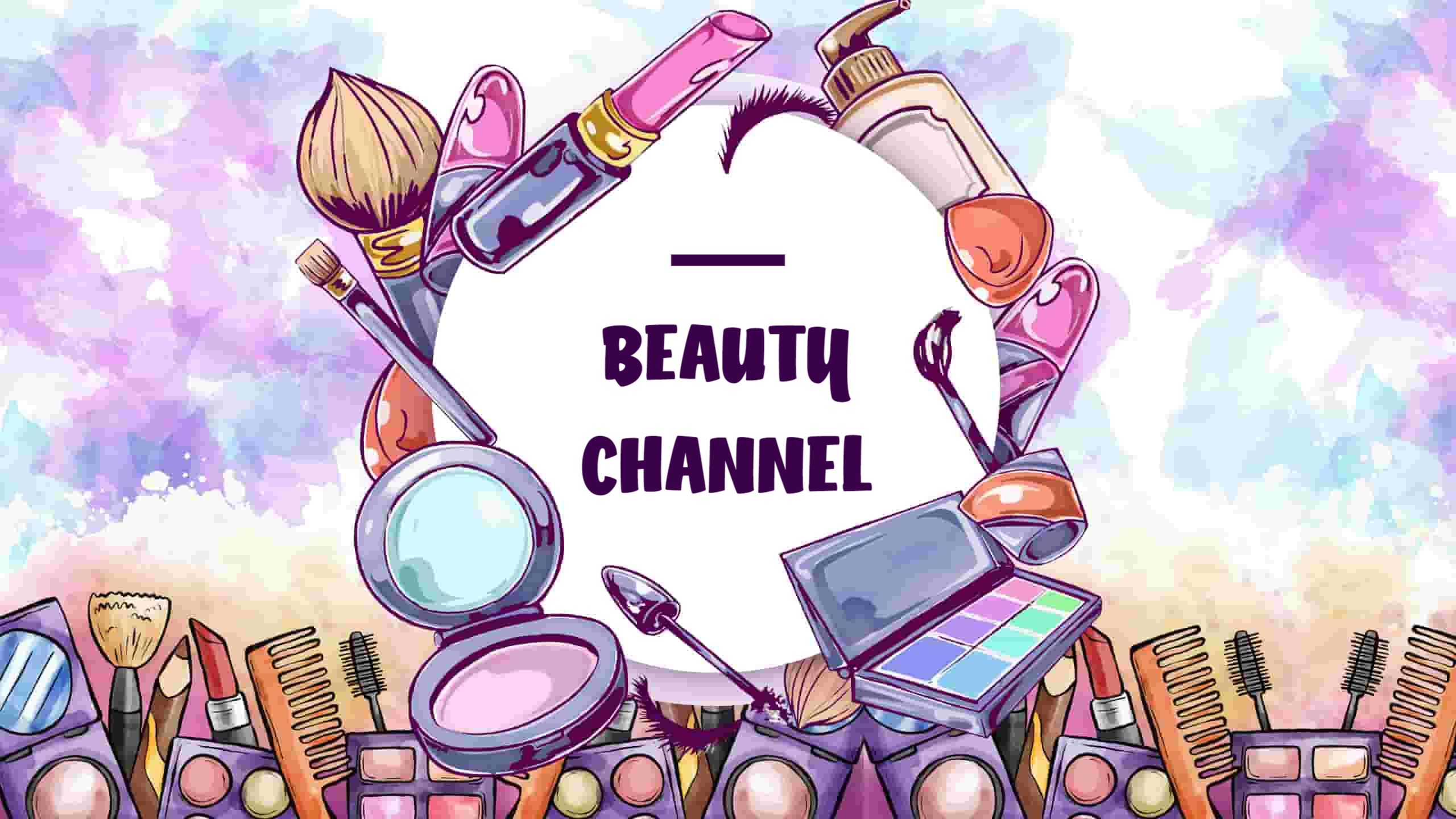 Vibrant Watercolor Makeup Products for Beauty Channel Banner Template