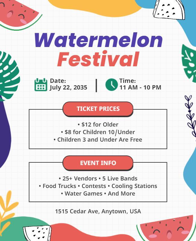 Vibrant Watermelon Festival Celebration Flyer Template