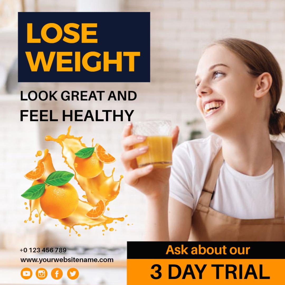 Vibrant Weight Loss Nutrition Promotion with Fresh Oranges Ad Template