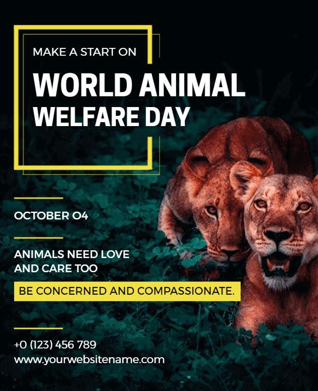 Vibrant Wildlife Awareness for World Animal Welfare Day Poster Template