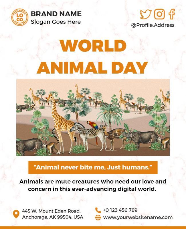 Vibrant Wildlife Celebration for World Animal Day Poster Template