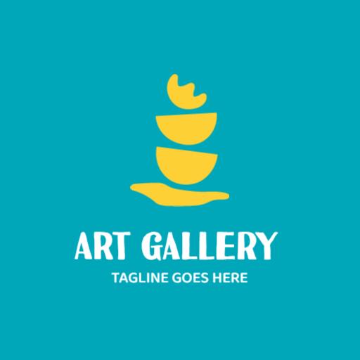 Vibrant Yellow Abstract Stacked Shapes for Art Gallery Logo Template
