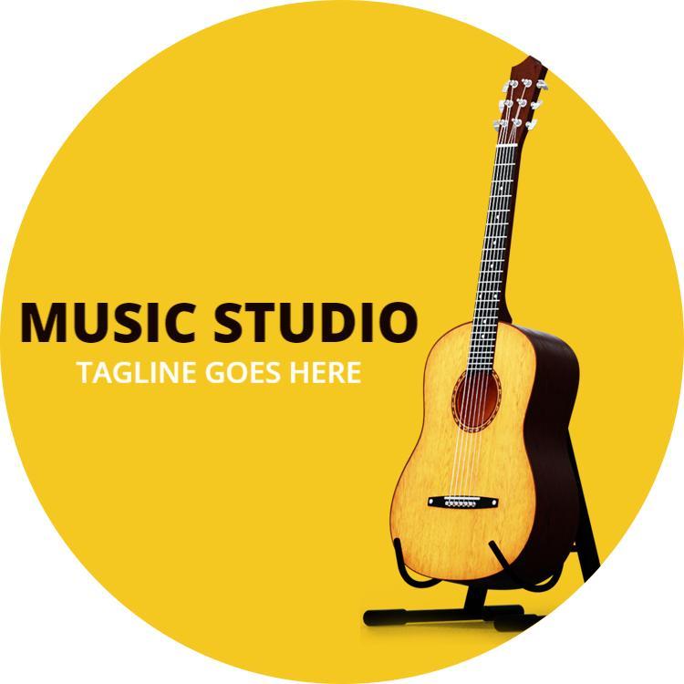 Vibrant Yellow Acoustic Guitar Music Studio Business Card Template
