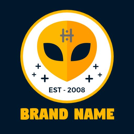 Vibrant Yellow Alien Head Design with Modern Branding Logo Template