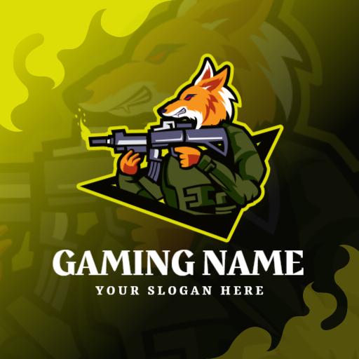 Vibrant Yellow and Black Esports Gaming Character Logo Template