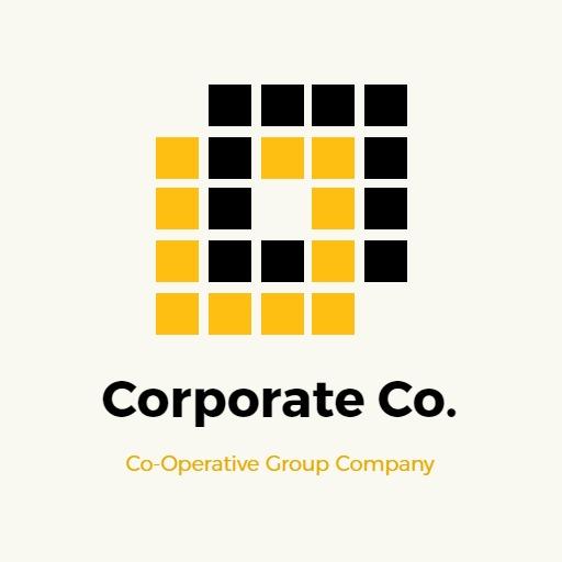 Vibrant Yellow and Black Square Design for Corporate Logo Template