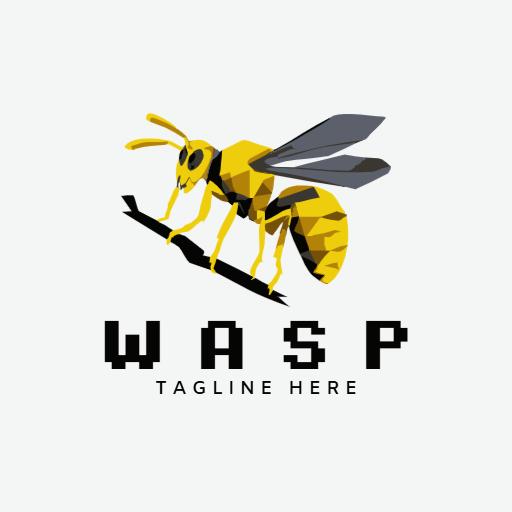 Vibrant Yellow and Black Wasp Design for Creative Branding Logo Template