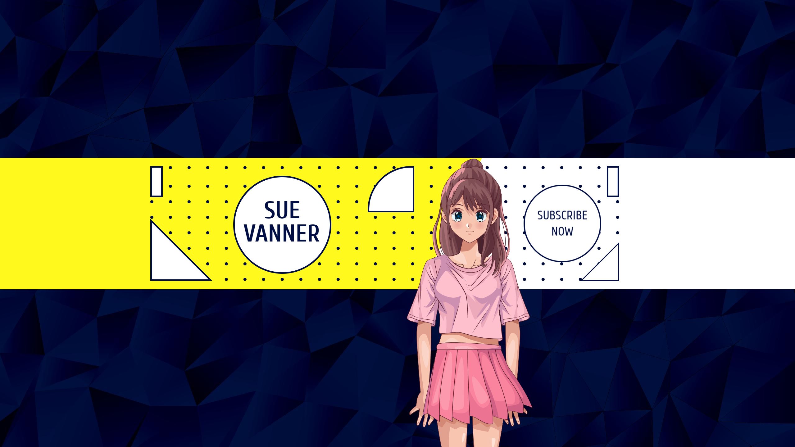 Vibrant Yellow and Blue Anime Character YouTube Banner Template