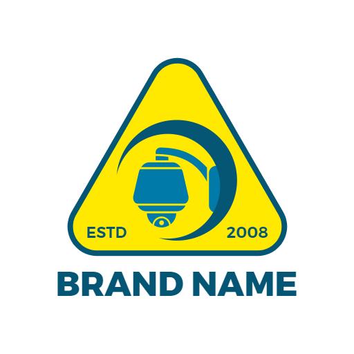Vibrant Yellow and Blue CCTV Security Camera Logo Template