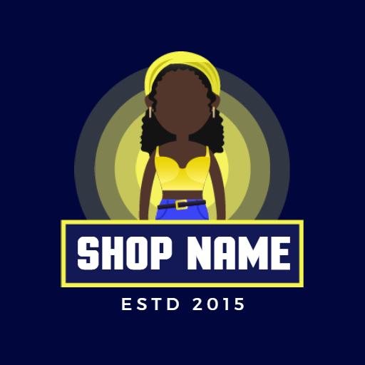 Vibrant Yellow and Blue Feminine Fashion Boutique Logo Template