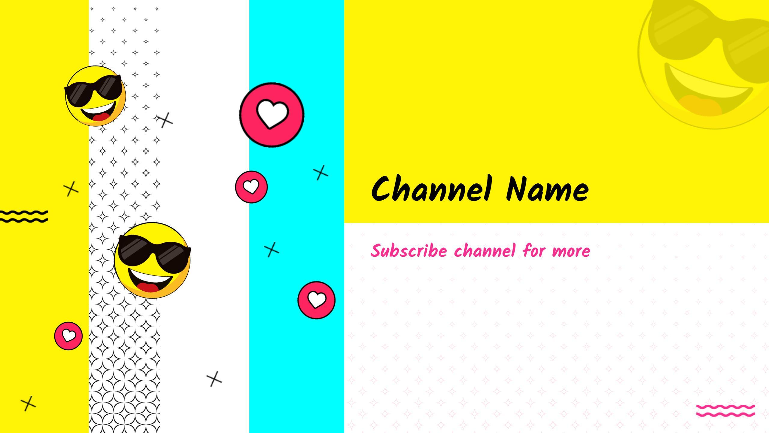 Vibrant Yellow and Blue Playful Emoji YouTube Banner Template
