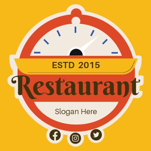 Vibrant Yellow and Red Restaurant Sticker Design Logo Template