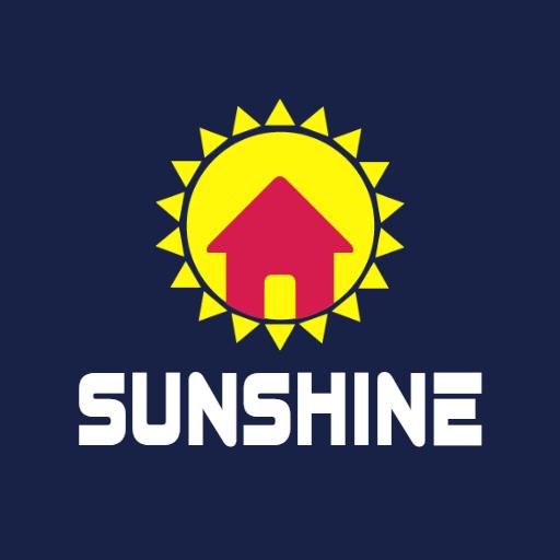 Vibrant Yellow and Red Sunshine House Logo Template