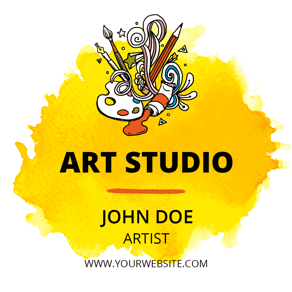 Vibrant Yellow Art Studio Creative Business Card Template