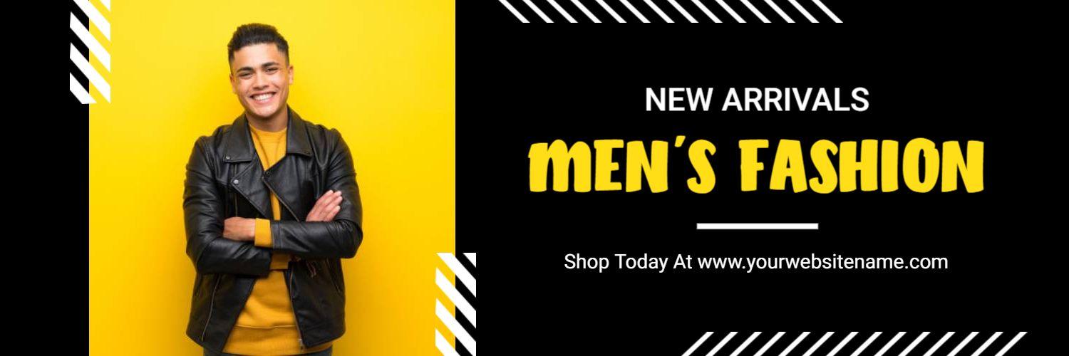 Vibrant Yellow Background Featuring Men's Fashion Styles Banner Template