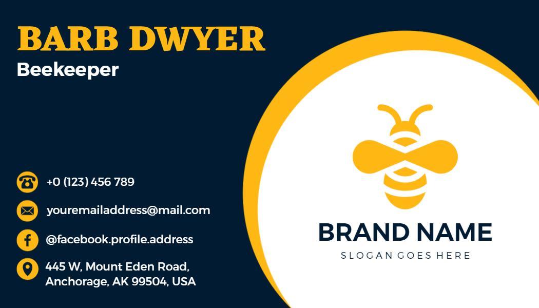 Vibrant Yellow Beekeeper Honey Business Card Template