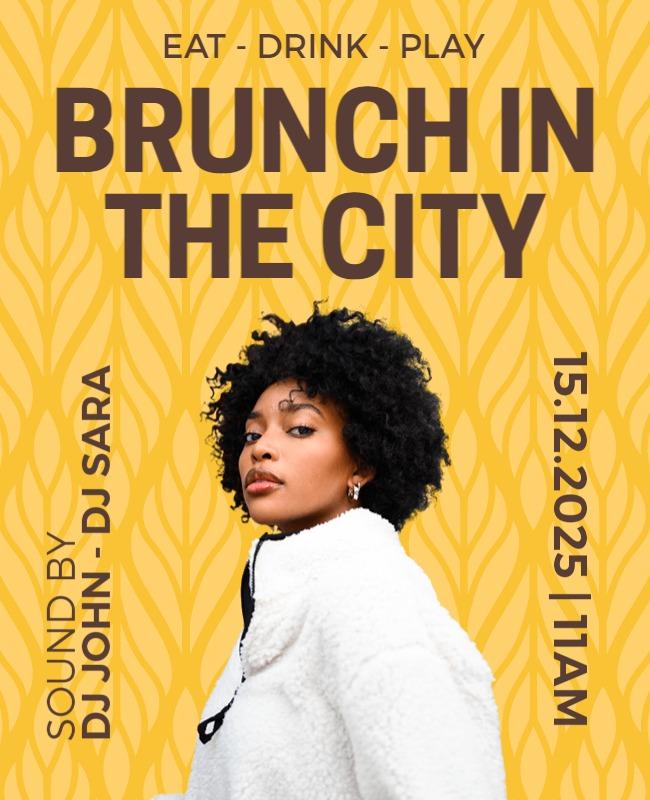 Vibrant Yellow Brunch in the City Event Poster Template