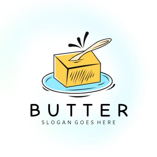 Vibrant Yellow Butter Block with a Whimsical Splash Logo Template