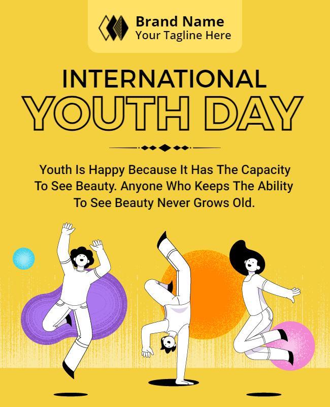 Vibrant Yellow Celebration for International Youth Day Flyer Template