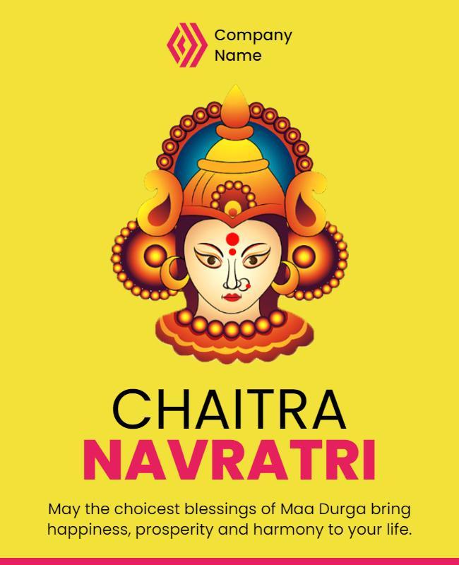 Vibrant Yellow Chaitra Navratri Celebration Poster Template