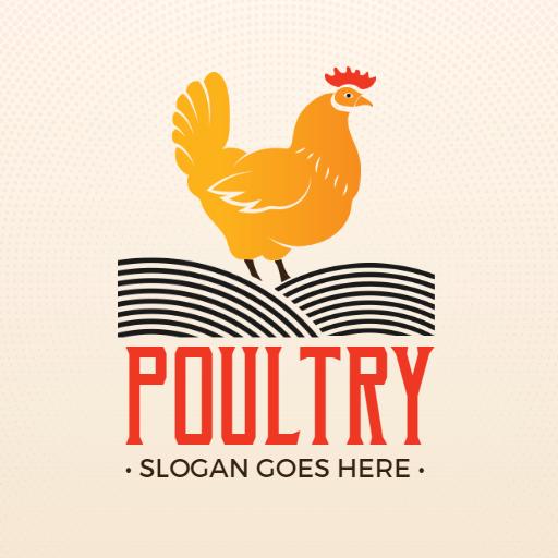 Vibrant Yellow Chicken Stands Proudly in Poultry Logo Template