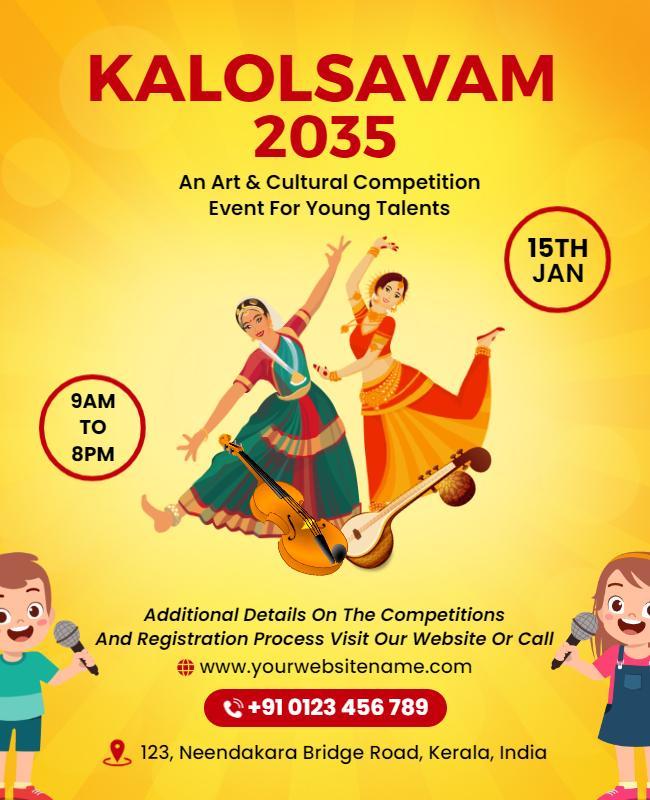 Vibrant Yellow Cultural Art Competition Event Poster Template