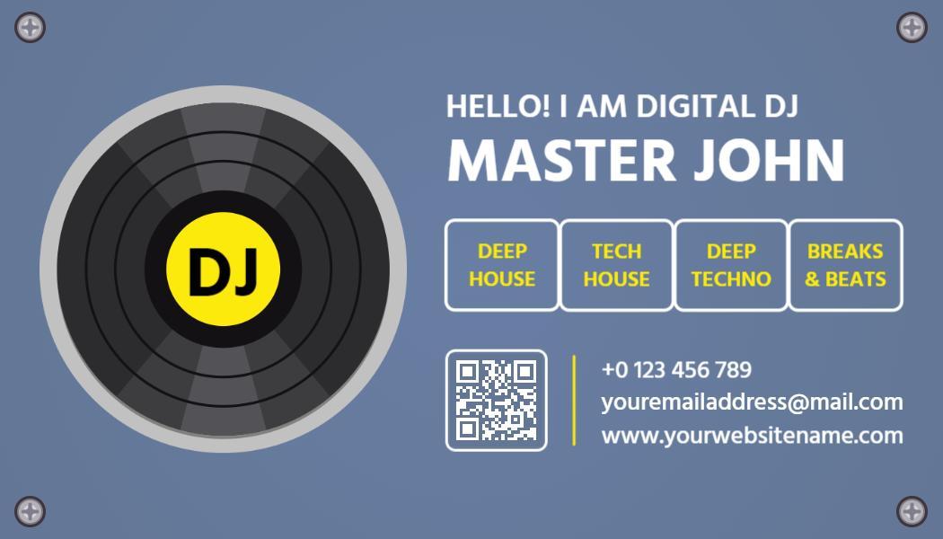 Vibrant Yellow DJ Music Mixer Business Card Template