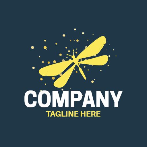 Vibrant Yellow Dragonfly Design on Dark Background Logo Template