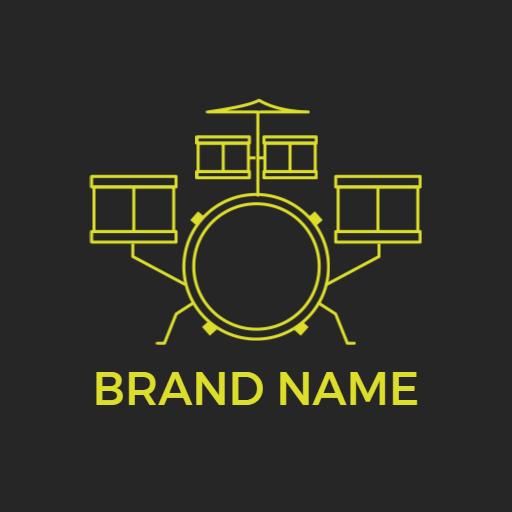Vibrant Yellow Drum Set Design Celebrating Drummer Culture Logo Template