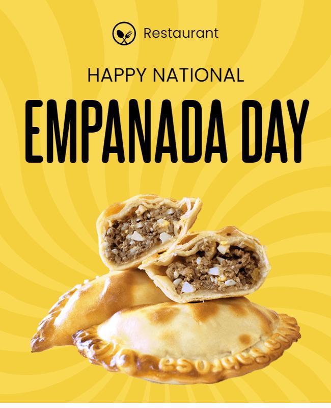 Vibrant Yellow Empanada Day Celebration Poster Template