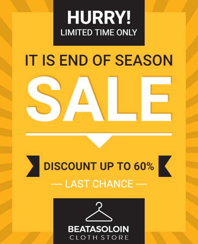 Vibrant Yellow End of Season Sale Discount Poster Template