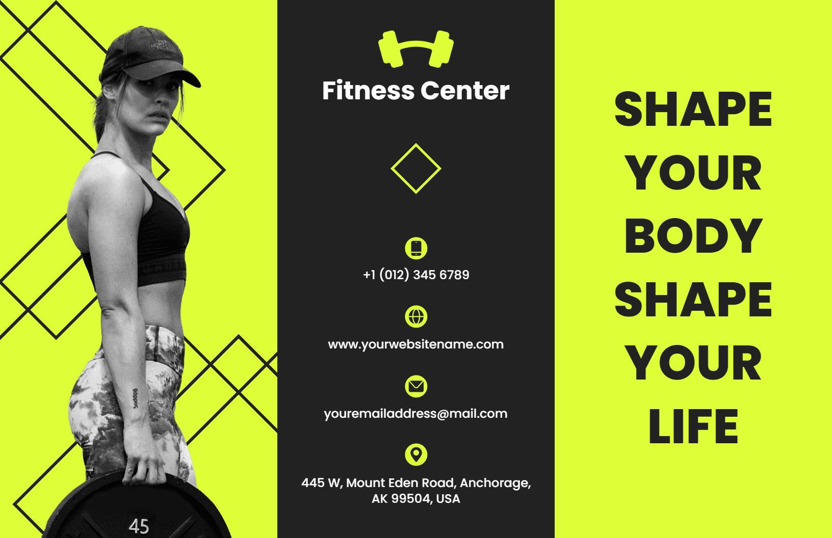 Vibrant Yellow Fitness Center Training and Wellness Brochure Template