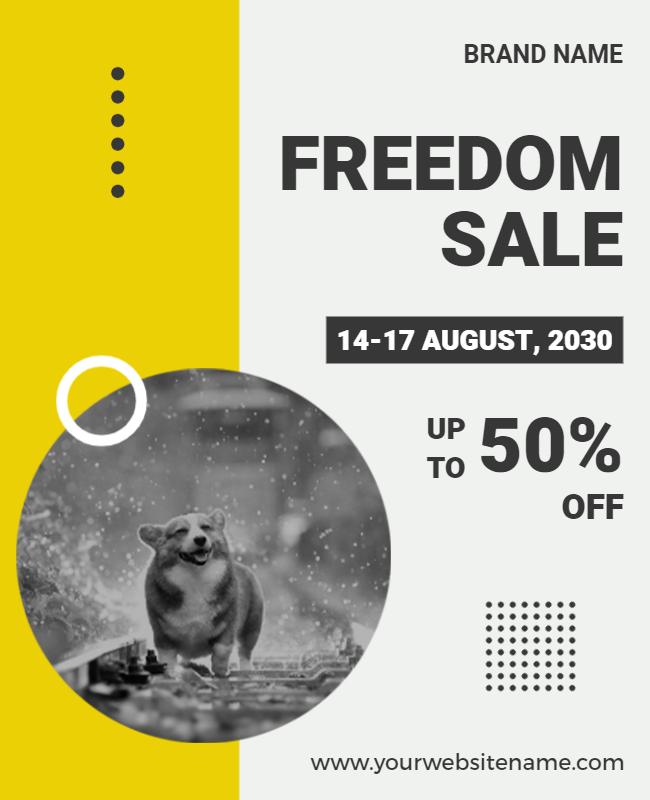 Vibrant Yellow Freedom Sale Promotional Poster Template