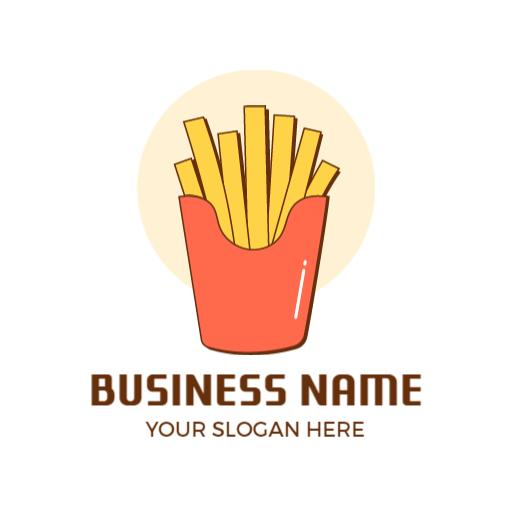 Vibrant Yellow French Fries in a Red Container Logo Template