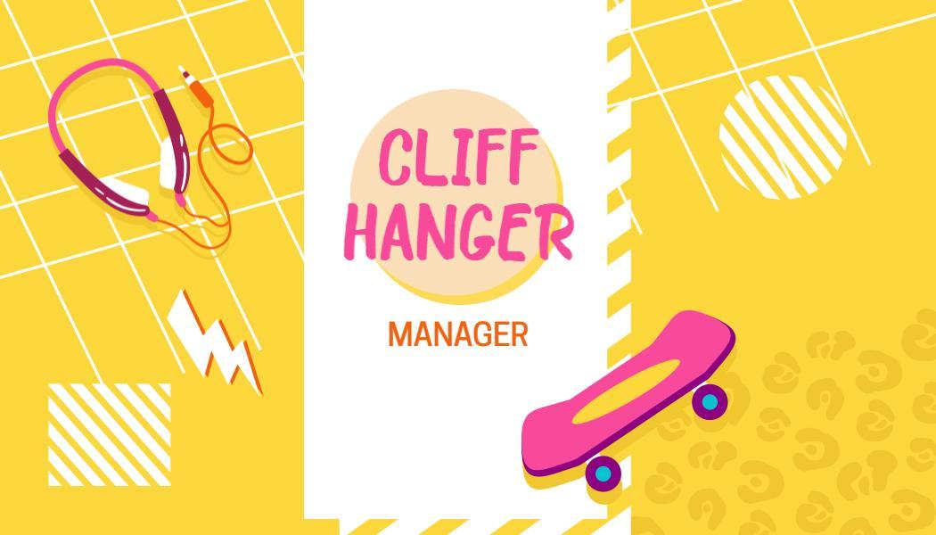 Vibrant Yellow Funky Skateboarder Manager Business Card Template
