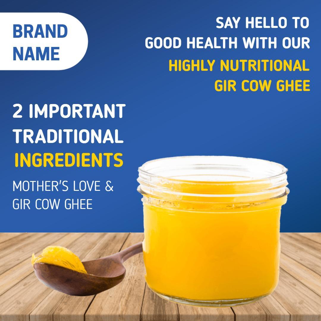 Vibrant Yellow Gir Cow Ghee with Nutritional Benefits Ad Template