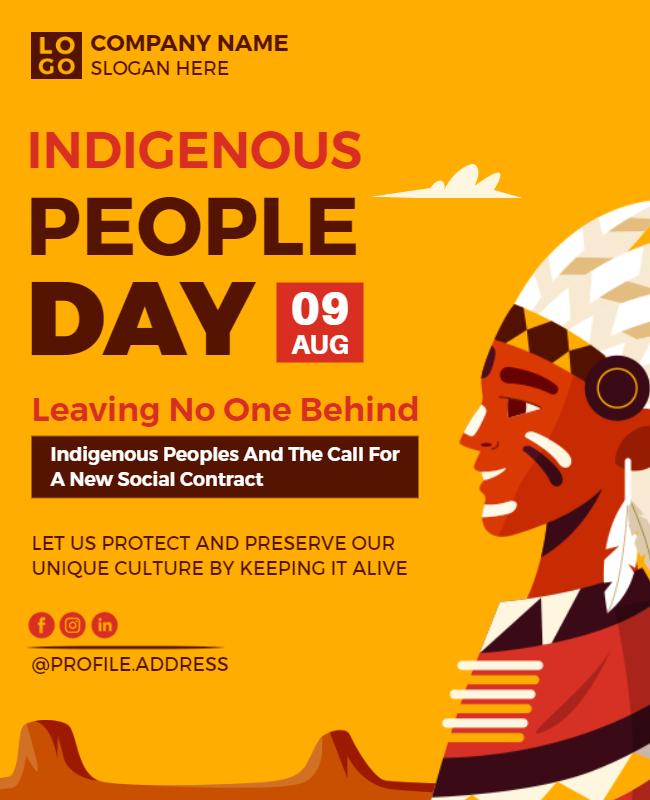 Vibrant Yellow Indigenous Peoples Day Celebration Poster Template