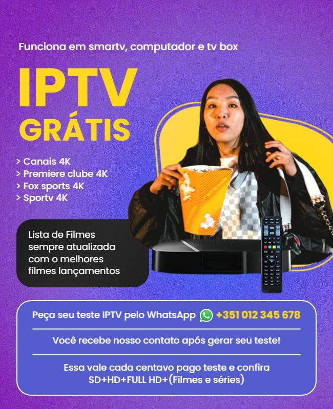 Vibrant Yellow IPTV Service Promotion for Free Subscription Poster Template
