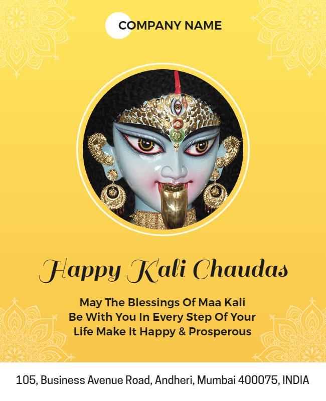 Vibrant Yellow Maa Kali Celebration Festival Poster Template