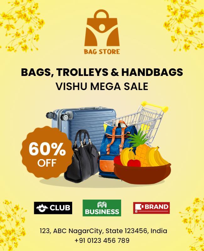 Vibrant Yellow Mega Sale for Bags and Trolleys Poster Template