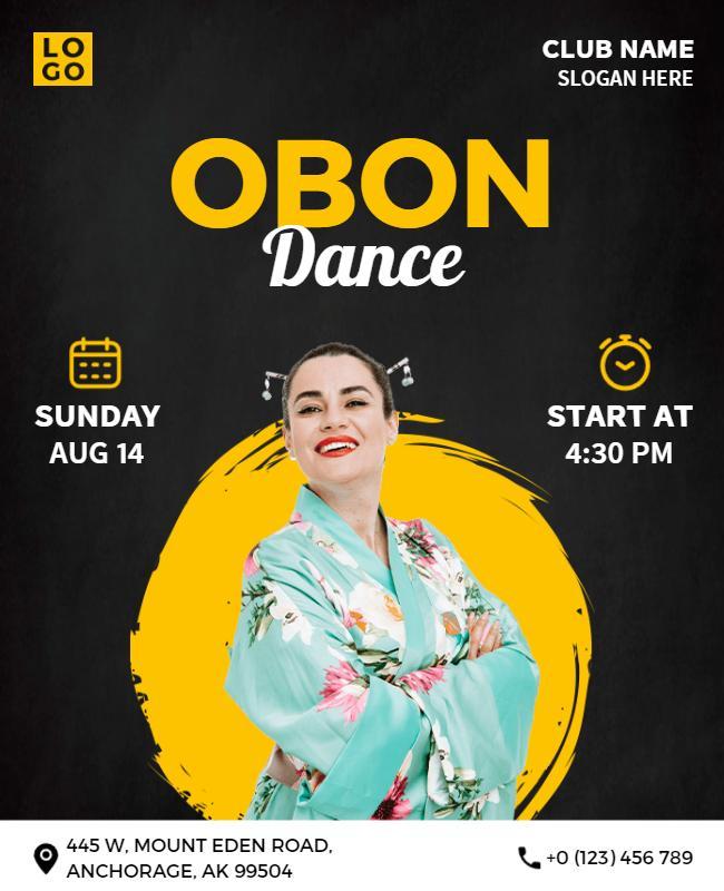 Vibrant Yellow Obon Dance Celebration Poster Template